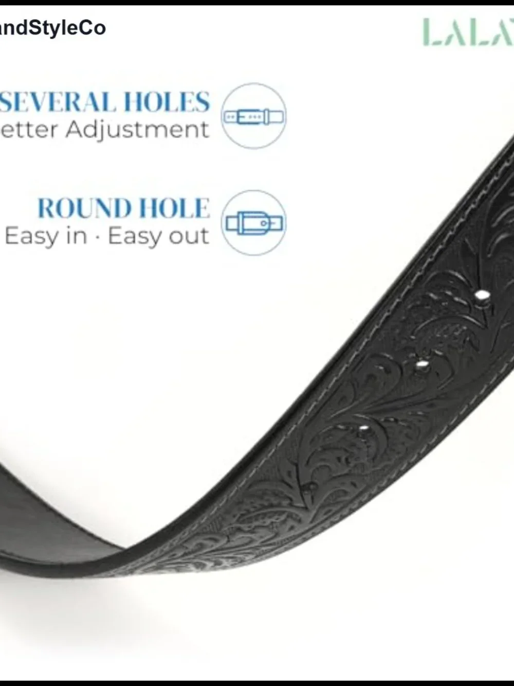 Cowboy Western Embossed Leather Belt with Longhorn Buckle